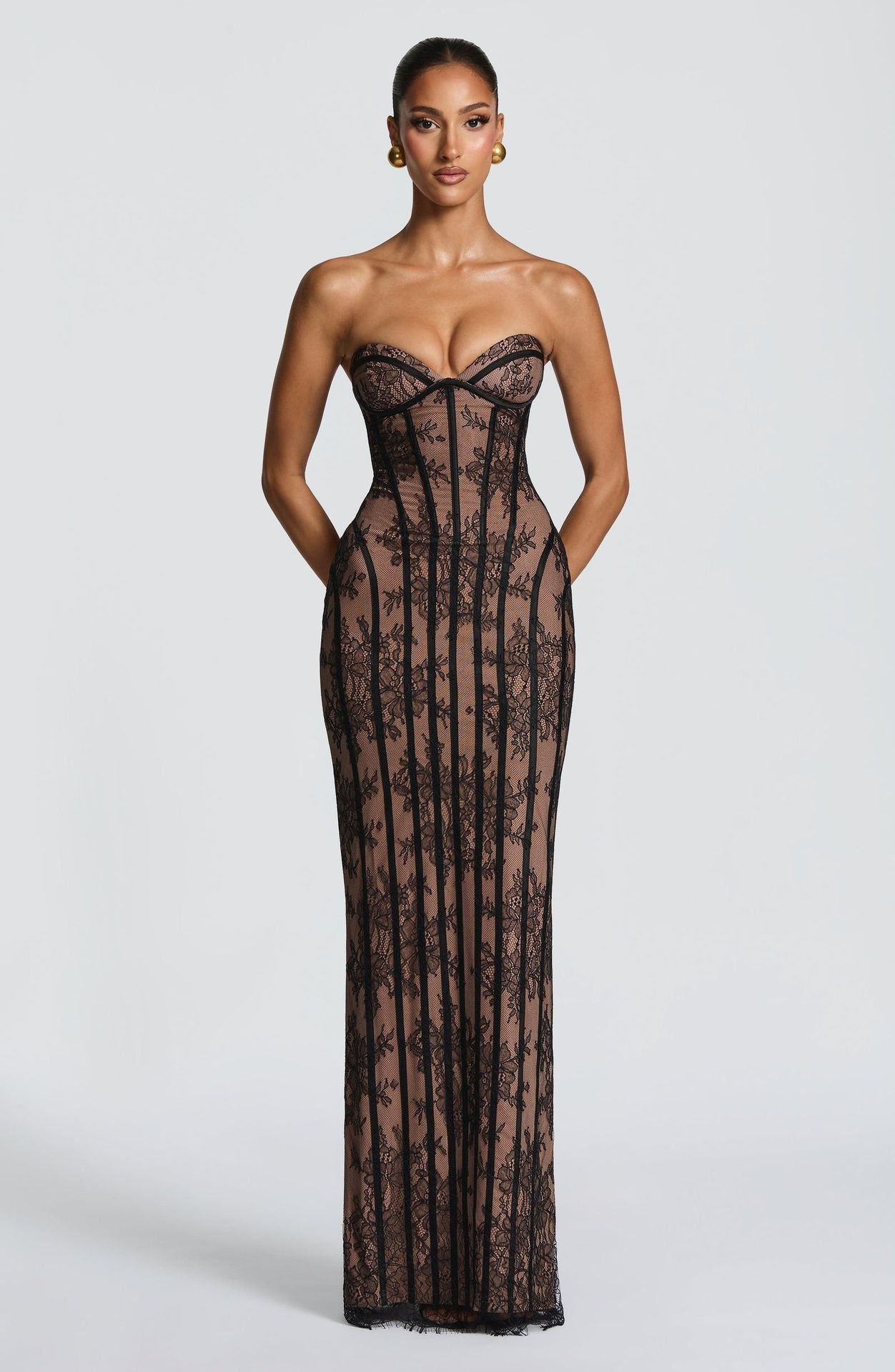 Damen Spitzenkleid mit Bustier-Oberteil und eleganten Details Eveloria