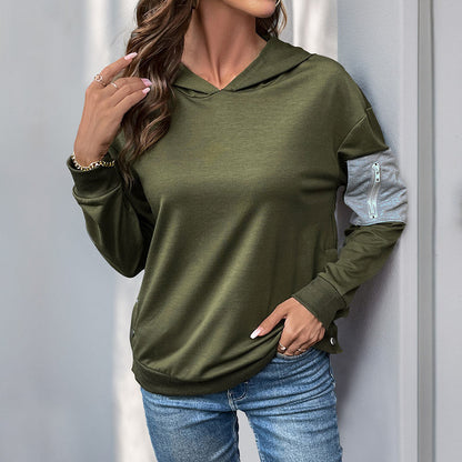 Damen Kapuzenpullover Lässig Reißverschluss Schwarz Eveloria - Eveloria