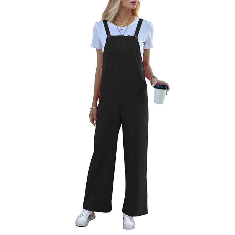 Damen Latzhose Weites Modell Praktische Taschen Beige