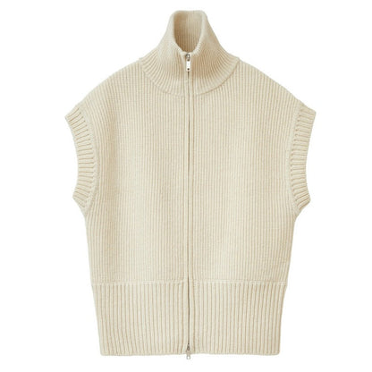 Damen Strickponcho Hochkragen Kuschelweiß