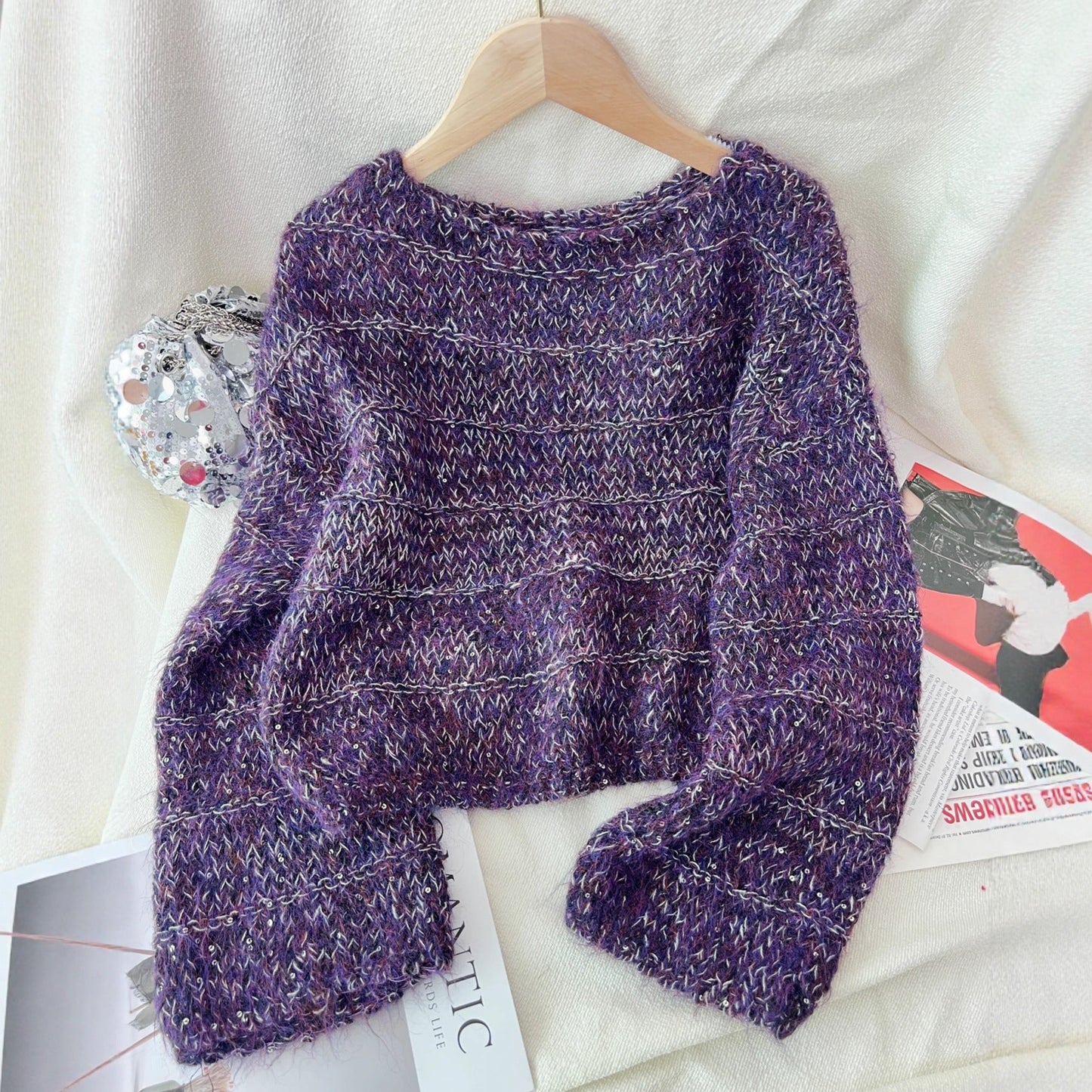 Damen Grobstrickpullover Lässiger Schnitt Ballonärmel Eveloria