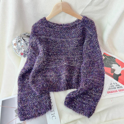 Damen Grobstrickpullover Lässiger Schnitt Ballonärmel Eveloria