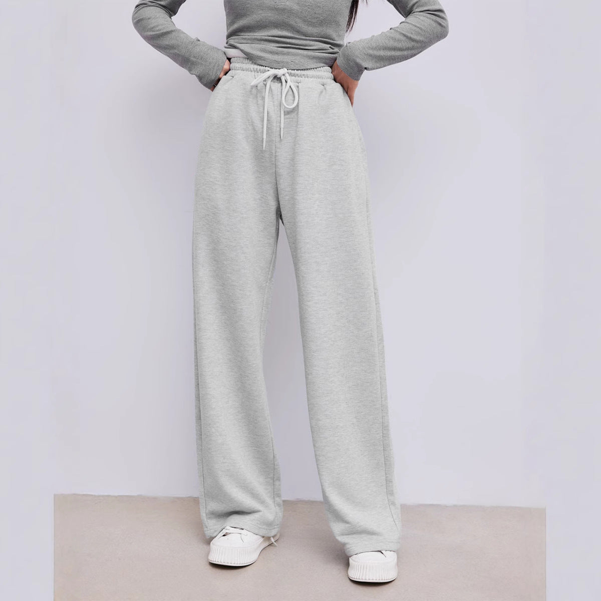 Damen Sweatpants Hoher Bund Weiter Schnitt Bequem Schwarz Eveloria - Eveloria