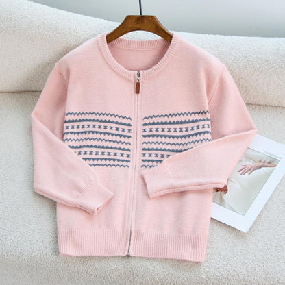 Damen Strickjacke Nordic Muster Reißverschluss Eveloria