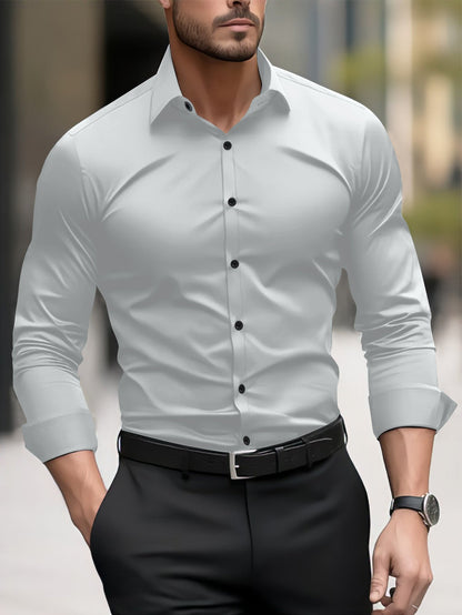 Herren Slim-Fit Langarmhemd Elegant