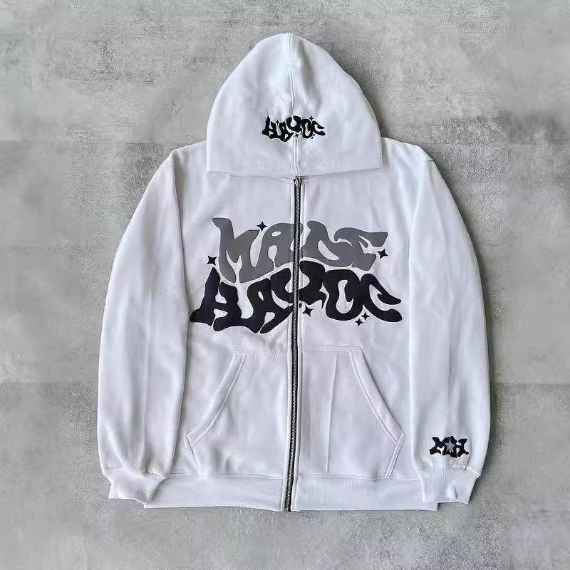 Damen Kapuzenjacke Lässiger Schnitt Graffiti Print Eveloria