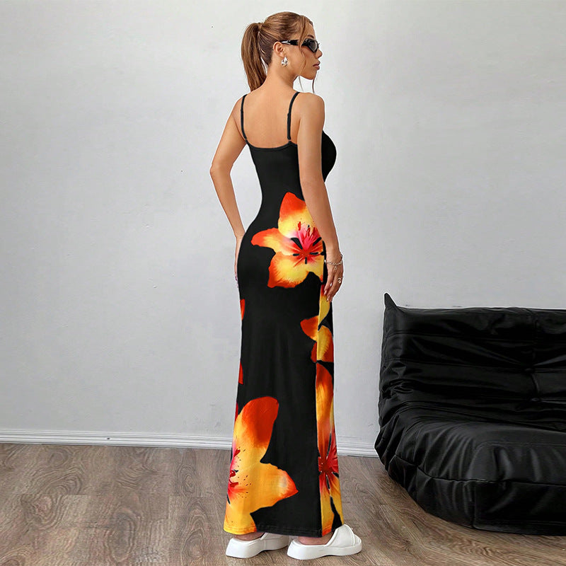 Damen Maxikleid Floral Tailliert Eveloria