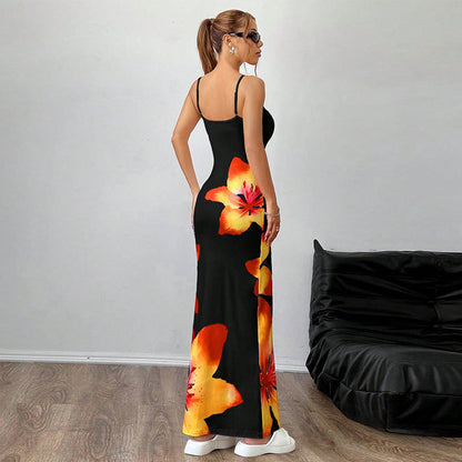 Damen Maxikleid Floral Tailliert Eveloria