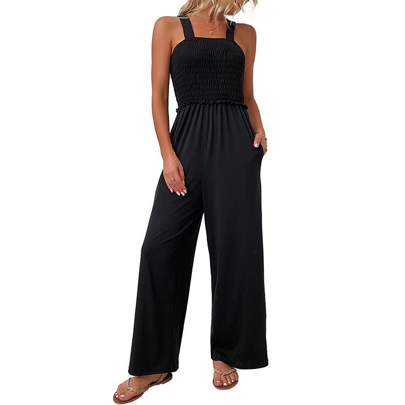 Damen Jumpsuit Elastisch Weit Bein Eveloria