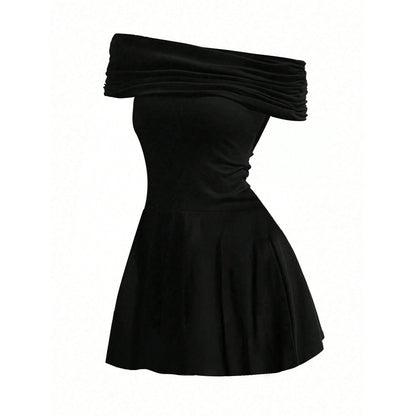 Damen Off-Shoulder Minikleid Wickeldetail Elegantes Design