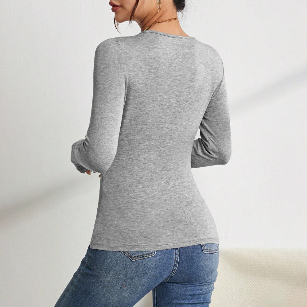 Damen Langarm-Bodysuit V-Ausschnitt mit Schulterdetails