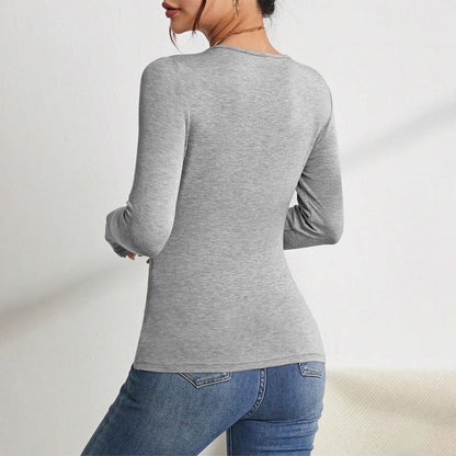 Damen Langarm-Bodysuit V-Ausschnitt mit Schulterdetails
