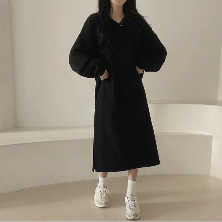Damen Hoodie-Kleid Lässig Puffärmel