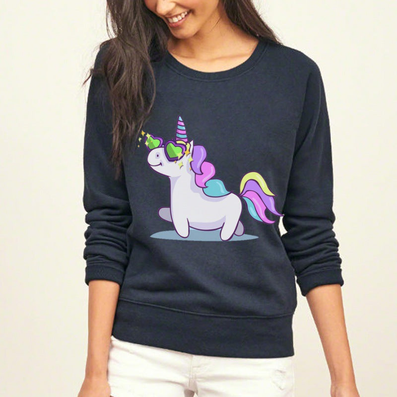 Damen Sweatshirt Einhorn-Design Lockeres Eveloria