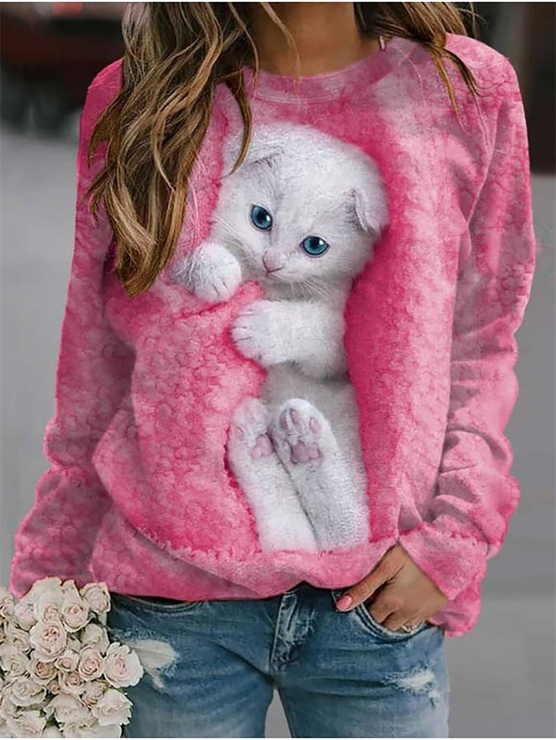 Damen Sweatshirt Katzenmotiv Eveloria