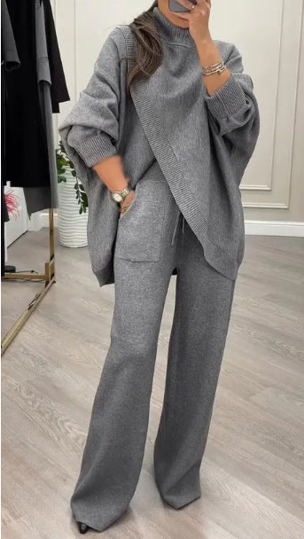 Damen Strickpullover Ensemble mit weiter Hose Eveloria