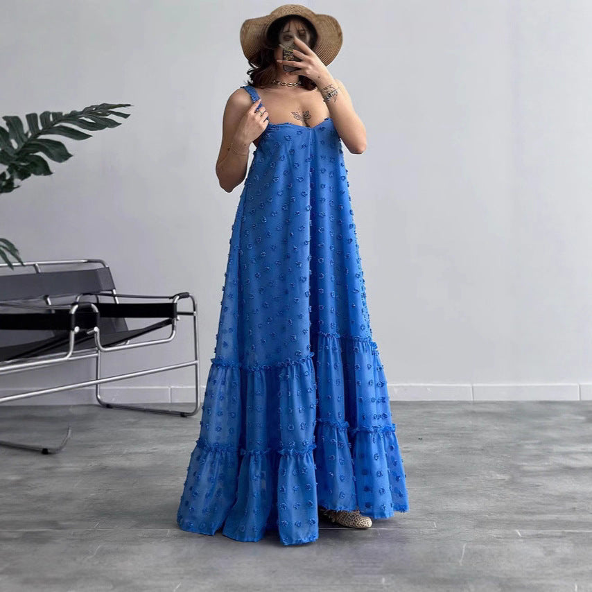 Damen Maxikleid Rüschen Floralmuster
