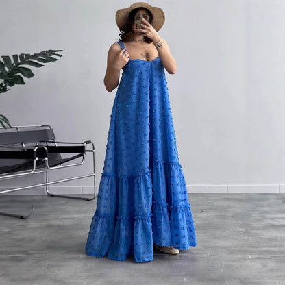 Damen Maxikleid Rüschen Floralmuster