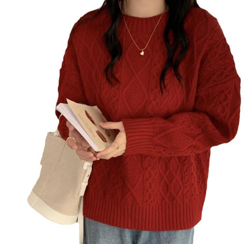 Damen Grobstrickpullover Strukturiertes Muster Eveloria