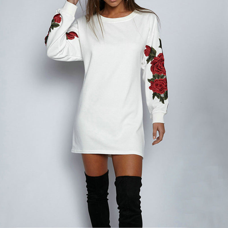 Damen Sweatkleid Floralmuster Weite Ärmel Eveloria
