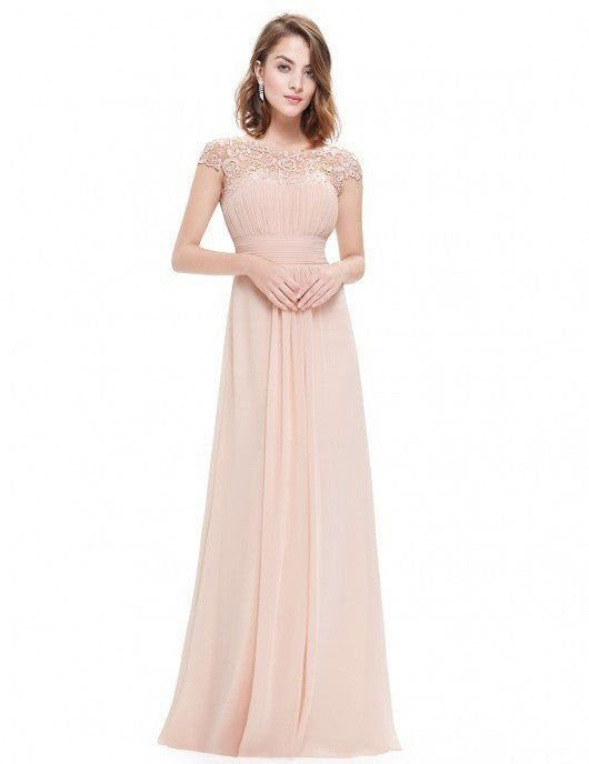 Damen Abendkleid Feine Spitze Fließender Rock Eveloria