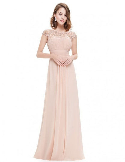 Damen Abendkleid Feine Spitze Fließender Rock Eveloria