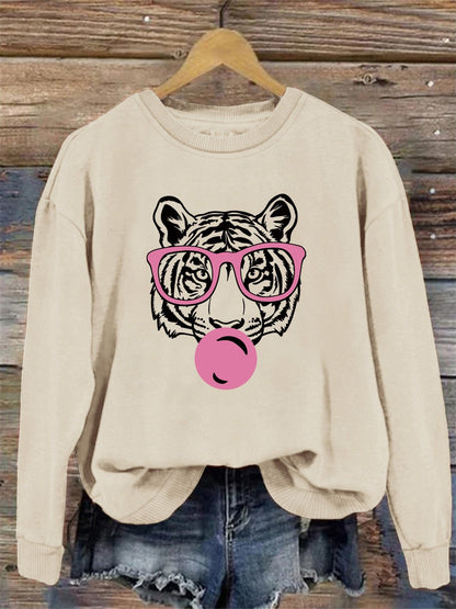 Damen Sweatshirt Tiger-Design Lässiger Schnitt Eveloria