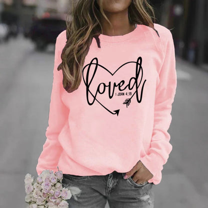 Damen Sweatshirt Herz-Aufdruck Inspirierend Grau Eveloria