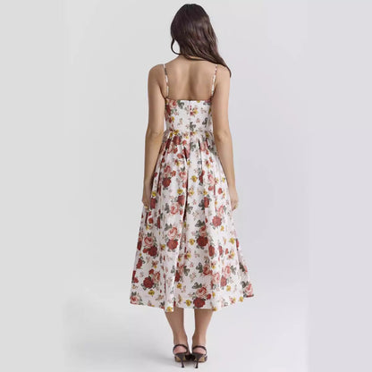 Damen Maxikleid Floralmuster Elegante Silhouette