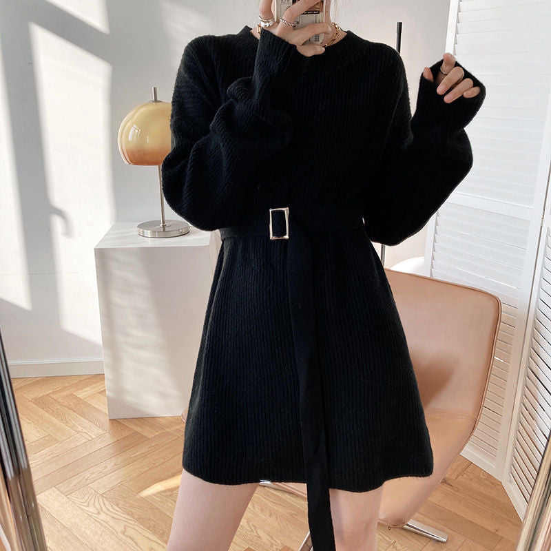 Damen Strickpullover mit Gürtel Eveloria