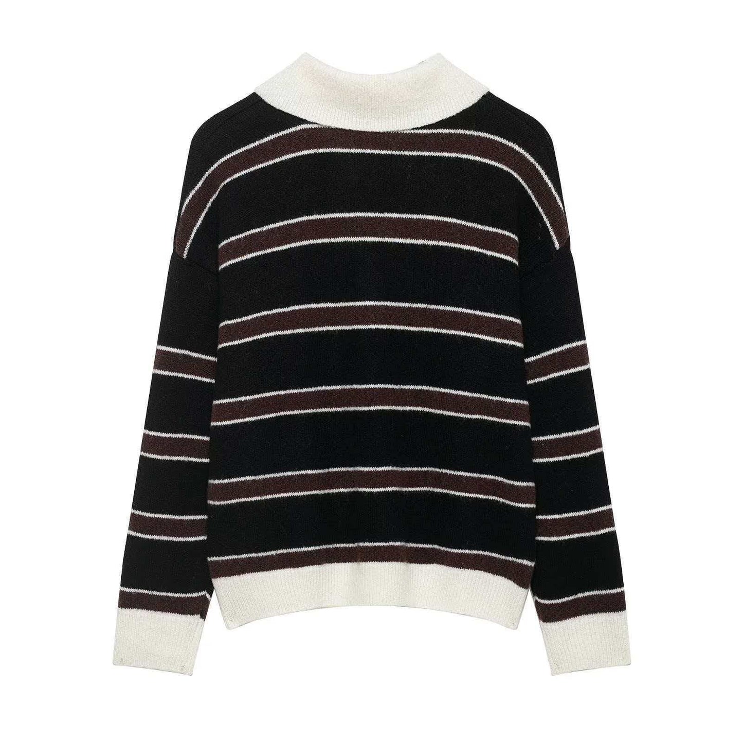 Damen Strickpullover Lässig Kragen Knopfleiste Beige
