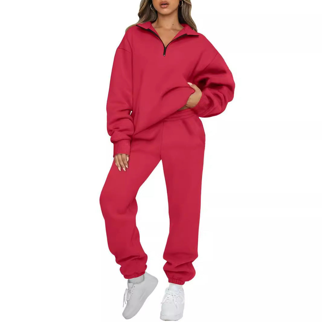 Damen Sweatpants-Set mit Stehkragen und Kängurutasche Eveloria