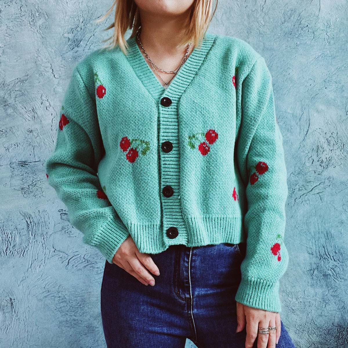 Damen Strickjacke Crop-Style Fruchtig Eveloria