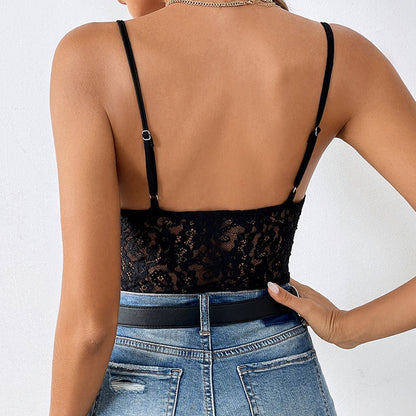 Damen Bodysuit Spitze Rüschen
