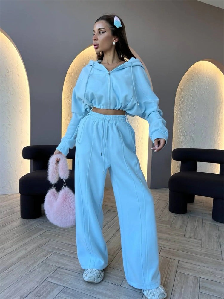 Damen Hoodie Sweatpants Kombi Eveloria Baumwolle Grau
