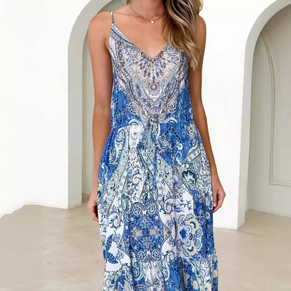Damen Maxikleid Romantisch Muster Eveloria