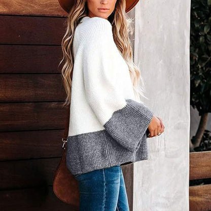 Damen Pullover Lässig Farbblock-Design Eveloria