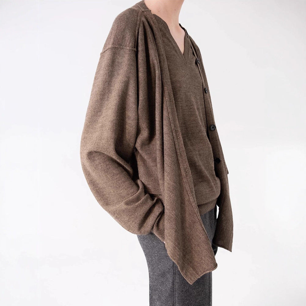 Damen Strickcardigan Asymmetrisch Knöpfe Beige