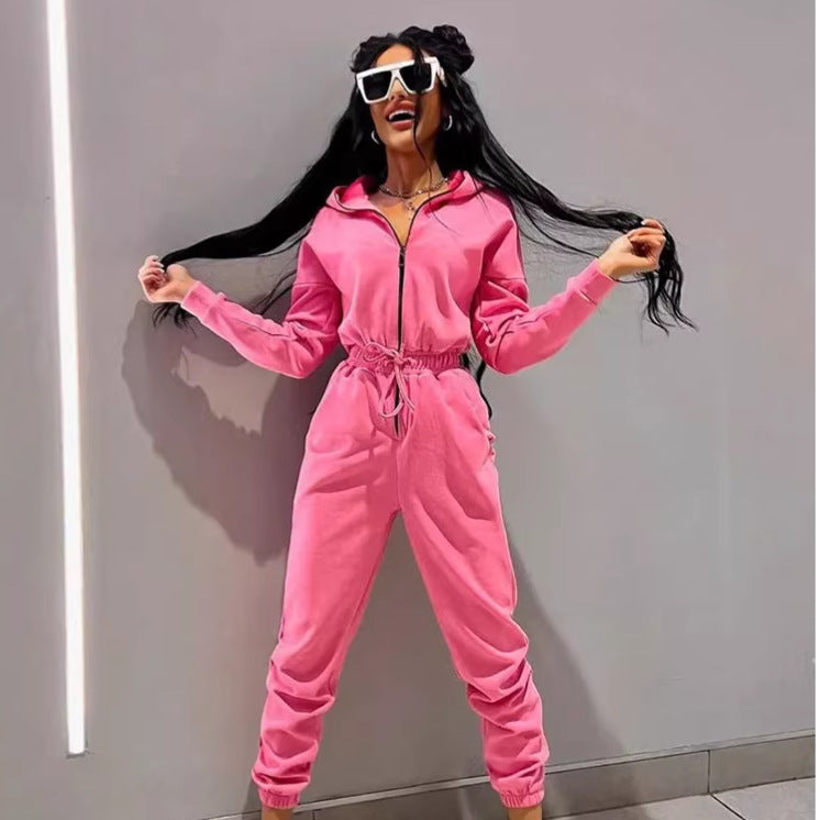 Damen Jumpsuit Elastisch Hochkragen Eveloria