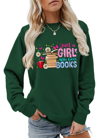 Damen Sweatshirt Buchmotiv Lässig Grau Eveloria
