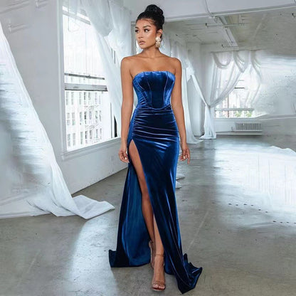 Damen Abendkleid Tailliert Hochgeschlitzt Eveloria