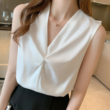 Damen Ärmelloses Oberteil Wickeldesign Elegant