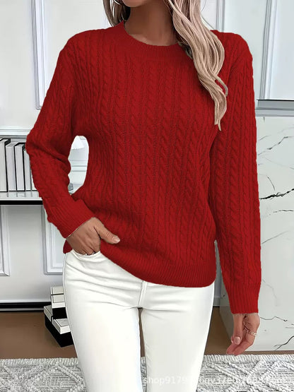 Damen Strickpullover Zopfdesign Elegantes Design