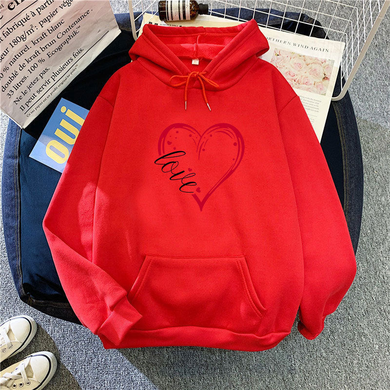 Damen Kapuzenpullover Fleece Herz-Design