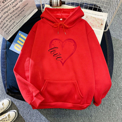 Damen Kapuzenpullover Fleece Herz-Design