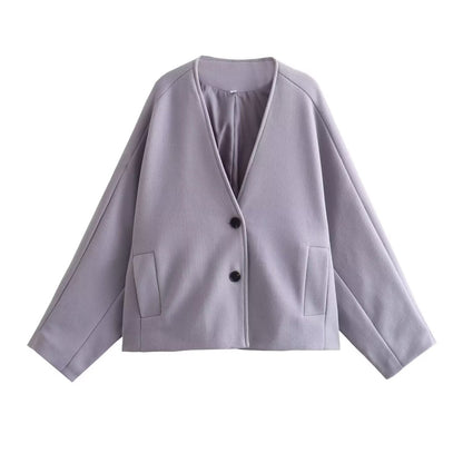 Damen Kurzjacke Elegant Schnitt Praktische Taschen Eveloria