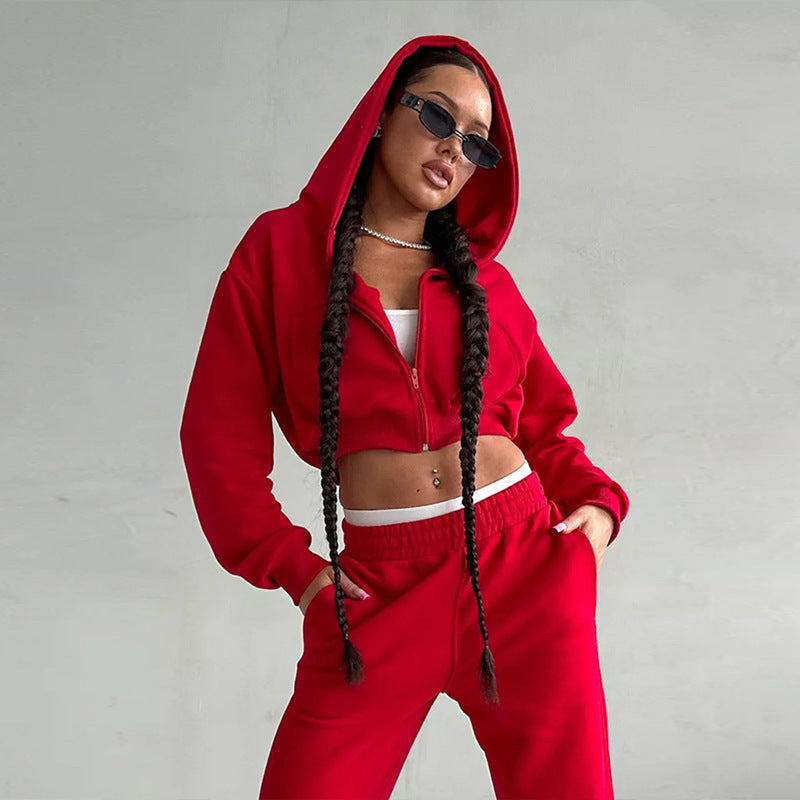 Damen Sportliche Hoodie Jogginghose Set Baumwolle