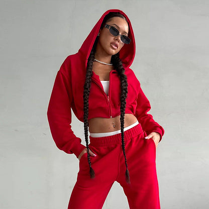 Damen Sportliche Hoodie Jogginghose Set Baumwolle