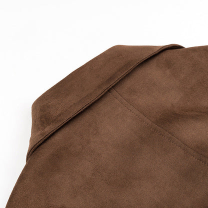 Damen Trenchcoat Wildleder Elegant Braun