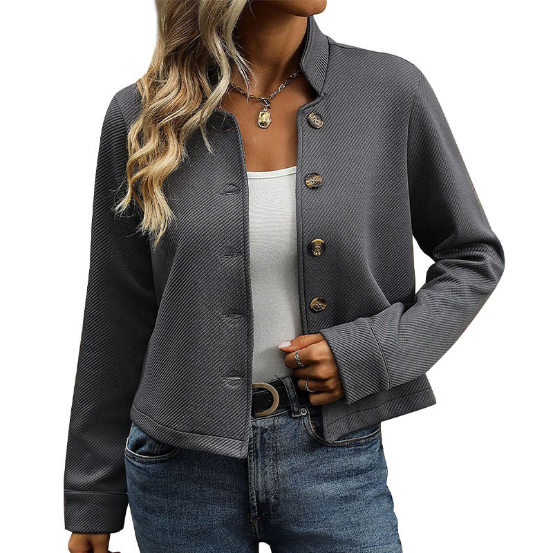 Damen Blazer Modern Knopfdetails Strukturiert Eveloria